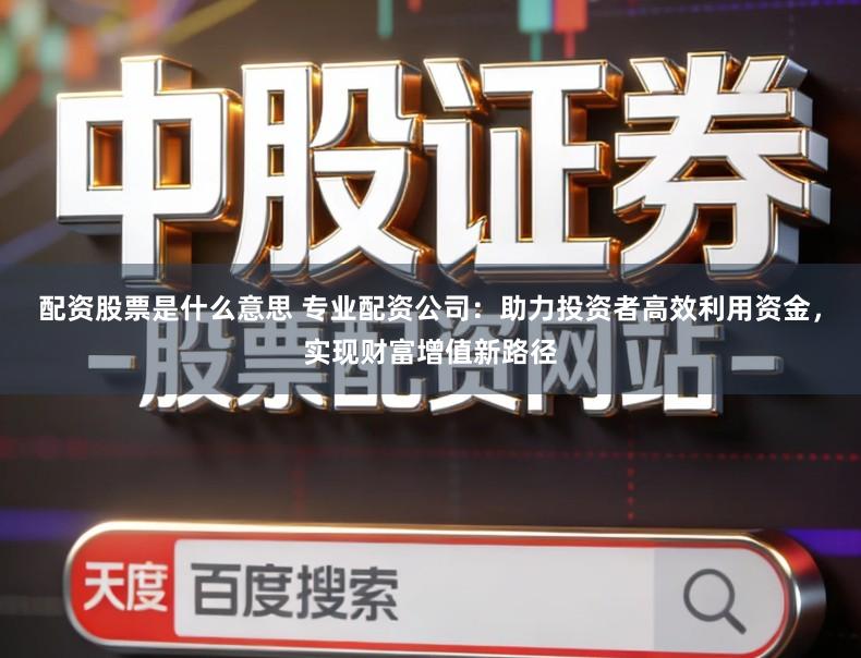 配资股票是什么意思 专业配资公司：助力投资者高效利用资金，实现财富增值新路径